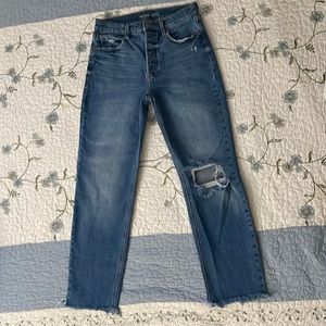 Old navy blue ripped button up jeans (womens 4 with 4 total buttons)